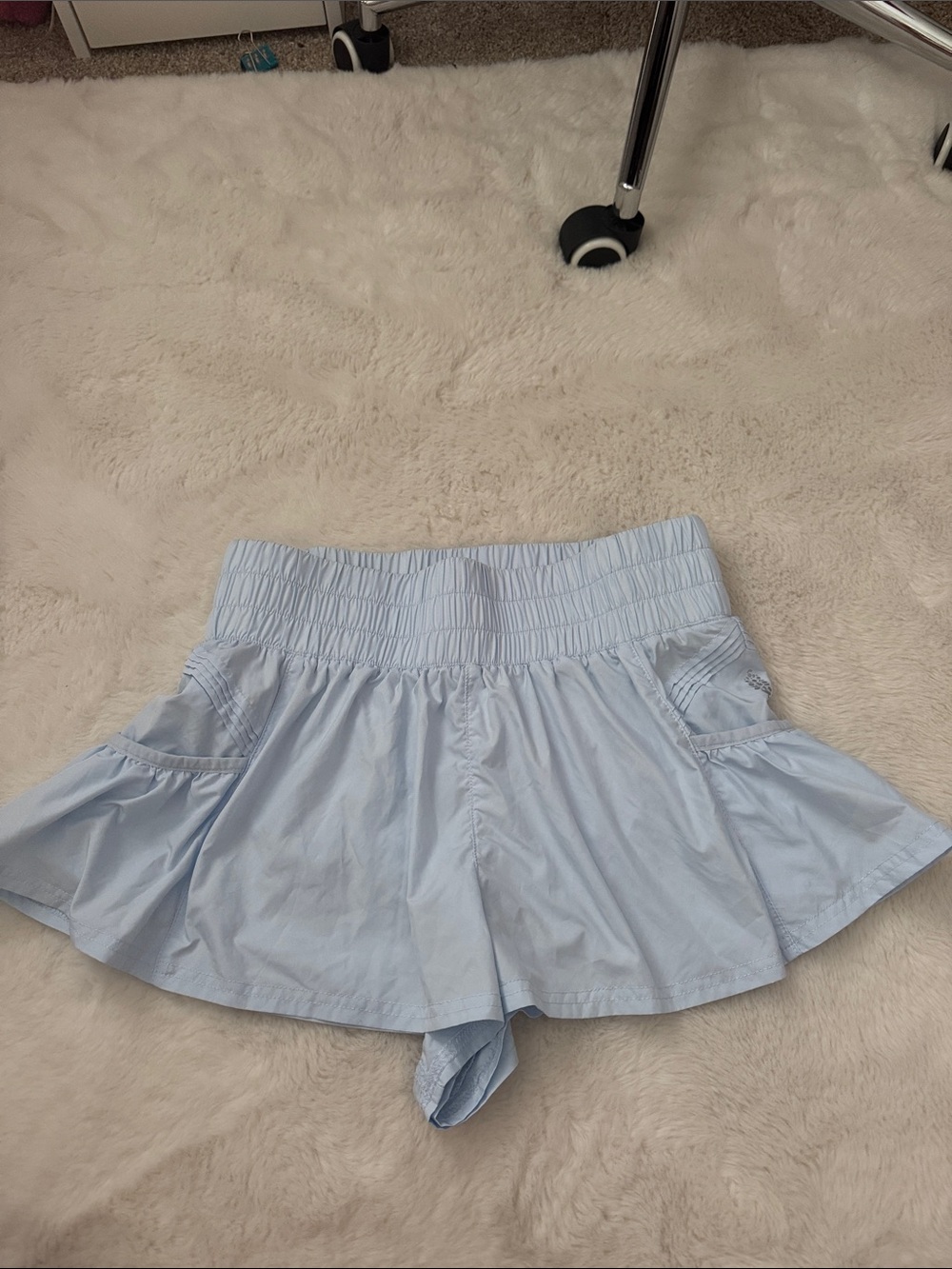 Never worn, Free People Light Blue Smocked Waist Skort Shorts